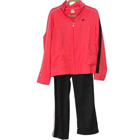 Nike Pants - Vtg. Set NIKE Womens Sportswear 2 PC Size 12/14 Large Pink Black Track Suit